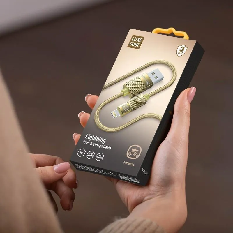 Кабель Luxe Cube Premium USB - Lightning (M/M), 1 м, золотистий (8886668686150) - мініатюра 2