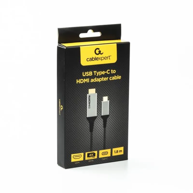 Кабель Cablexpert USB Type-C - HDMI (M/M), 1.8 м, чорний (A-CM-HDMIM4K-1.8M) - зображення 1