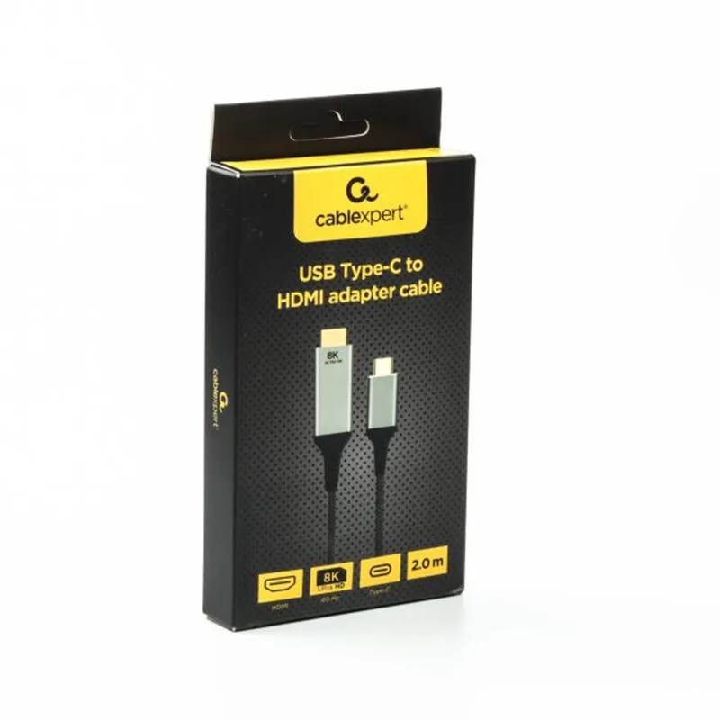 Кабель Cablexpert USB Type-C - HDMI (M/М), 2 м, чорний (A-CM-HDMIM8K-2M) - зображення 1
