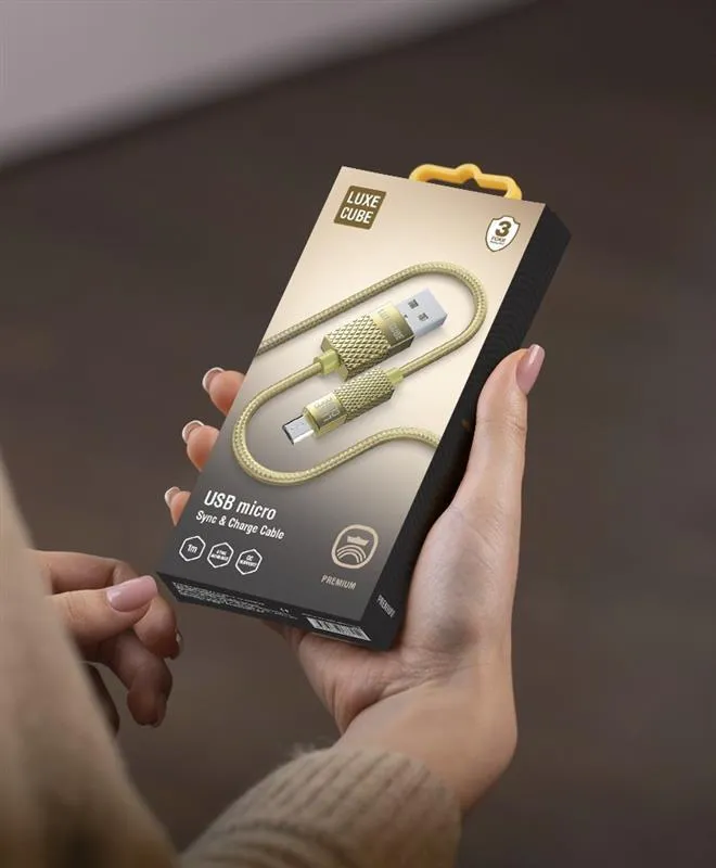Кабель Luxe Cube Premium USB - micro USB (M/M), 1 м, золотистий (8889986489885) - зображення 1