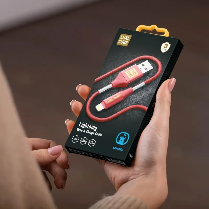 Кабель Luxe Cube Armored USB - Lightning (M/M), 1 м, червоний (8886668686099) - мініатюра 2