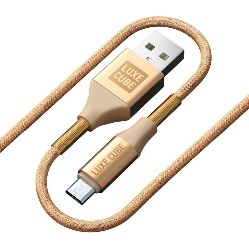 Кабель Luxe Cube Armored USB - micro USB (M/M), 1 м, золотистий (8886669689204) - зображення 1