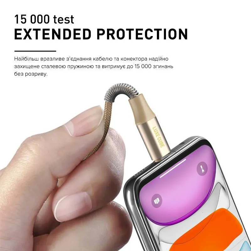 Кабель Luxe Cube Armored USB - micro USB (M/M), 1 м, золотистий (8886669689204) - мініатюра 4