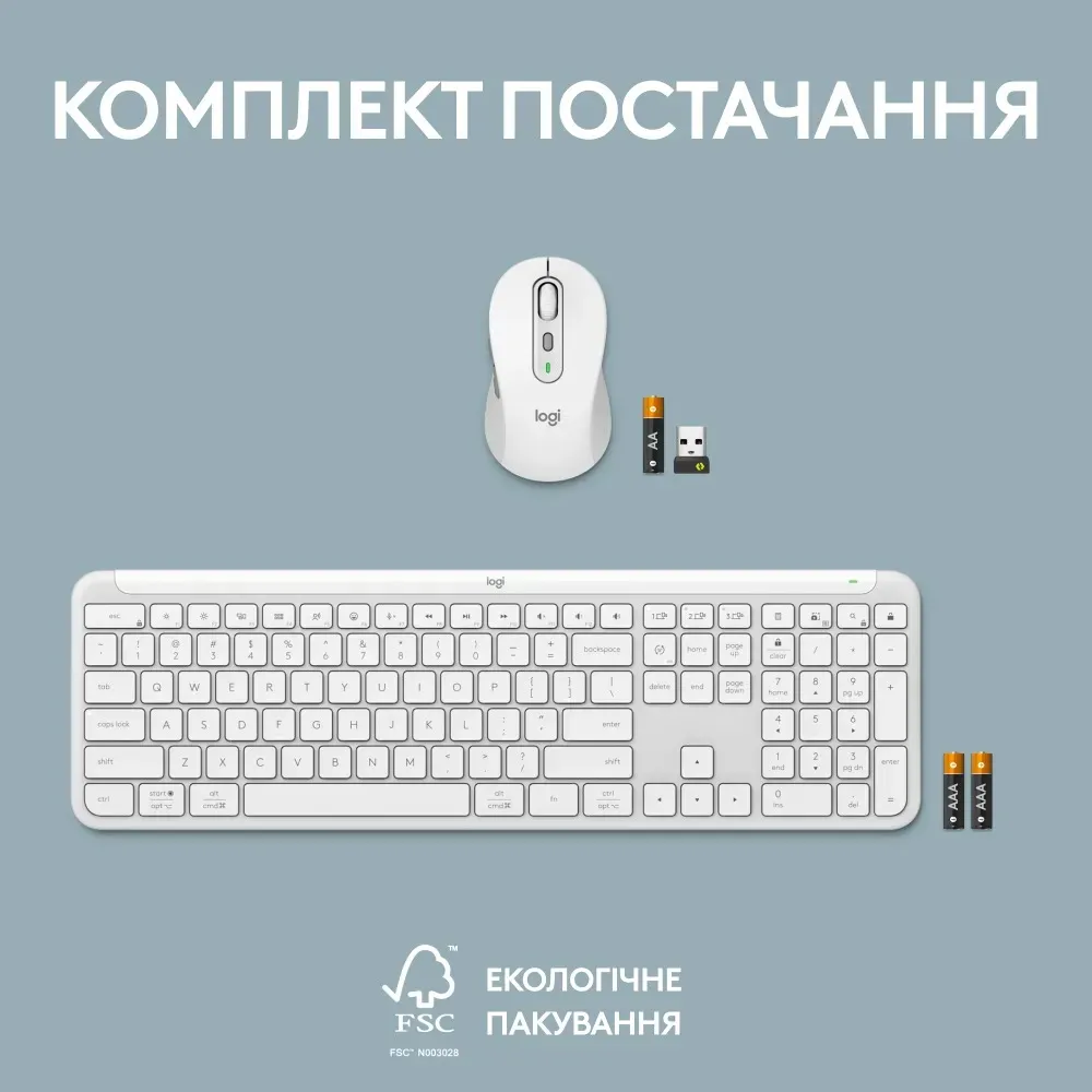 Комплект (клавіатура, миша) бездротовий Logitech Signature Slim Combo MK950 OffWhite (920-012491) - мініатюра 13