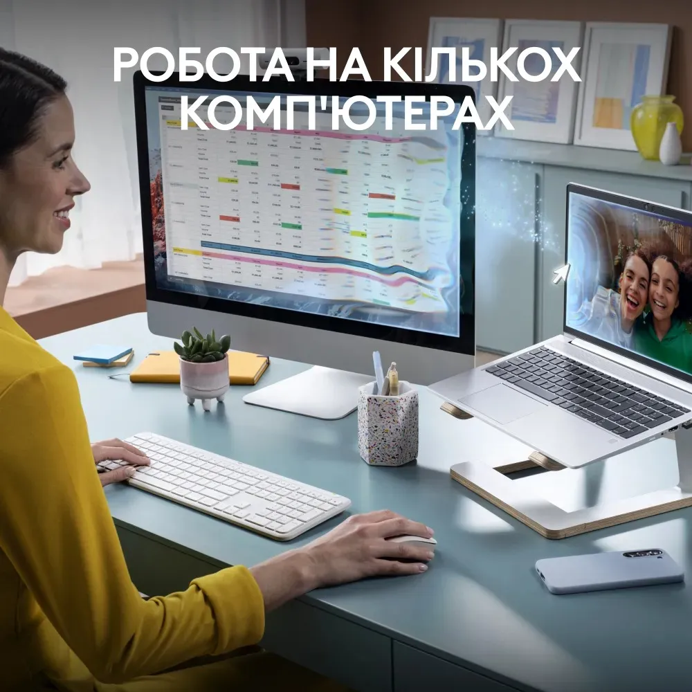 Комплект (клавіатура, миша) бездротовий Logitech Signature Slim Combo MK950 OffWhite (920-012491) - мініатюра 4