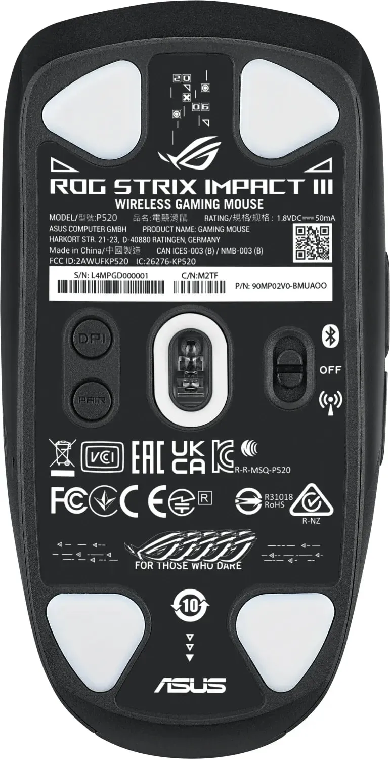 Миша Asus ROG Strix Impact III RGB WL/BT Black (90MP03D0-BMUA00) - мініатюра 5