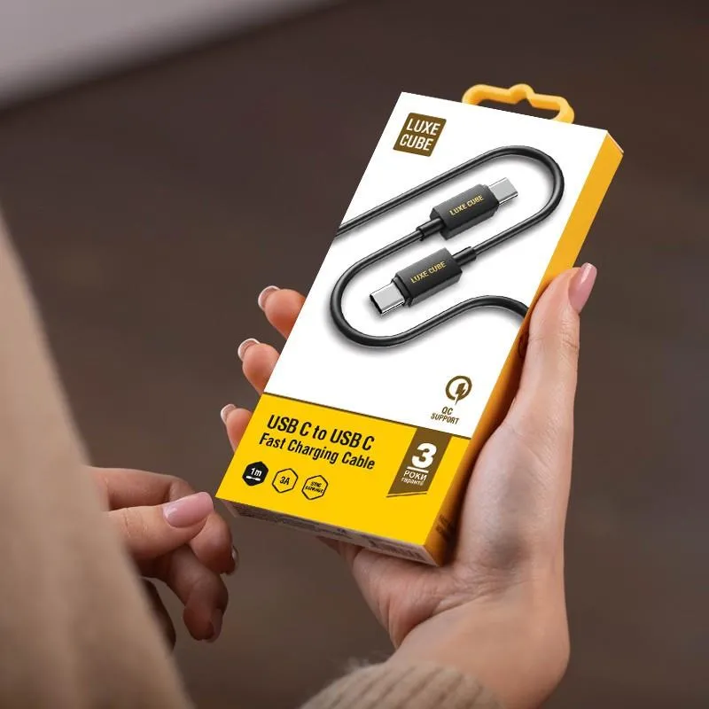 Кабель Luxe Cube USB Type C - USB Type C V 3.0 (M/M), 3 А, 1 м, чорний (8886668698467) - мініатюра 2