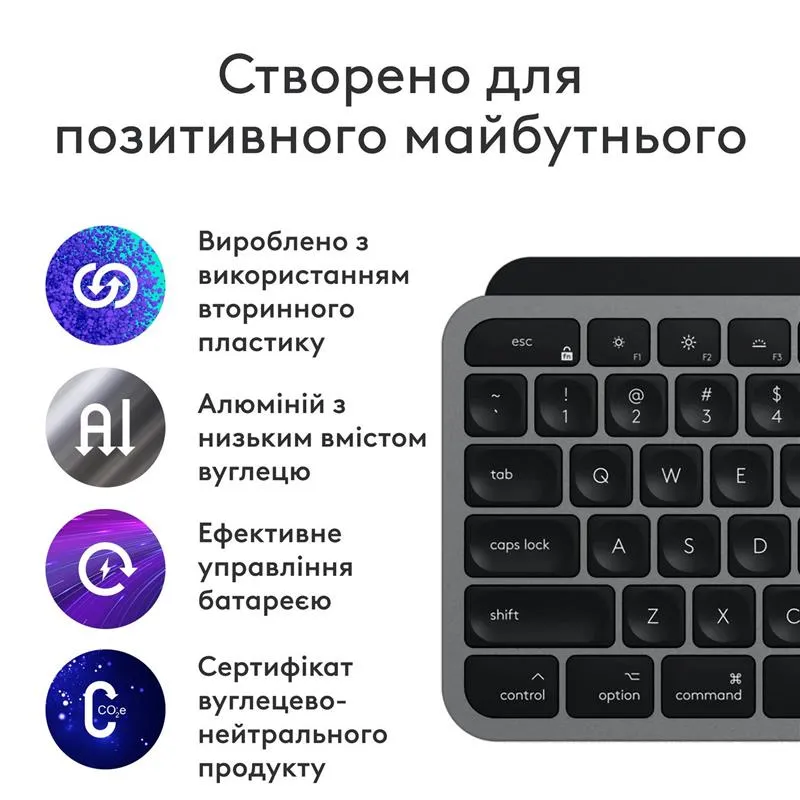 Комплект (клавіатура, миша) бездротовий Logitech MX Keys S Combo for Mac Space Grey (920-012845) - мініатюра 3