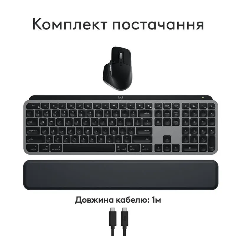 Комплект (клавіатура, миша) бездротовий Logitech MX Keys S Combo for Mac Space Grey (920-012845) - мініатюра 5