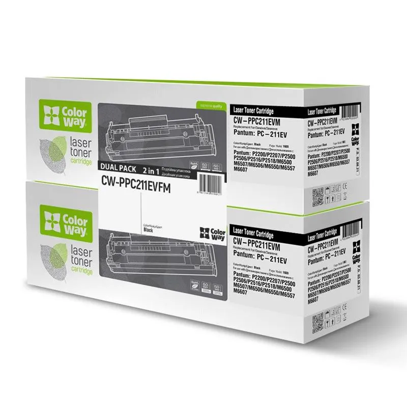 Картридж ColorWay (ColorWay-PPC211EVFM) Pantum P2200/2207/2506/M6500/M6607 Black (PC-211EV) Dual Pack - зображення 1
