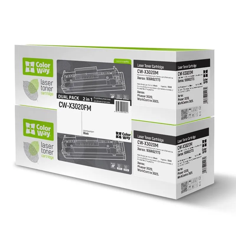 Картридж ColorWay (CW-X3020FM) Xerox Phaser 3020/WC3025 (106R02773) Dual Pack - зображення 1