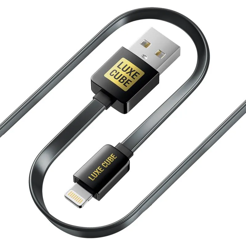 Кабель Luxe Cube Flat USB - Lightning (M/M),  1 м, чорний (2231252964019) - зображення 1