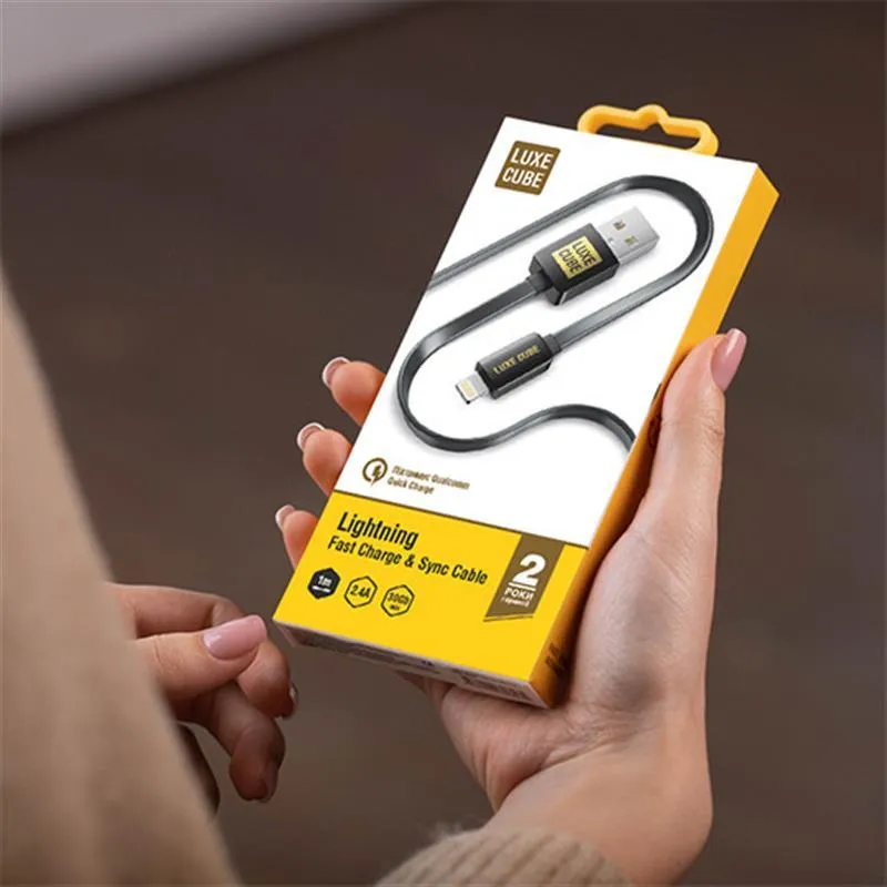 Кабель Luxe Cube Flat USB - Lightning (M/M),  1 м, чорний (2231252964019) - мініатюра 2