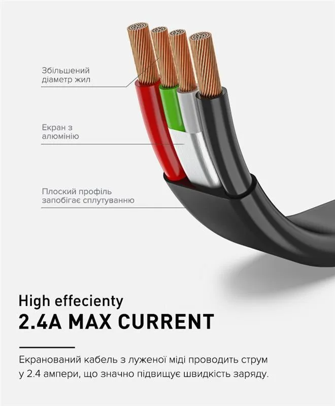 Кабель Luxe Cube Flat USB - Lightning (M/M),  1 м, чорний (2231252964019) - мініатюра 3