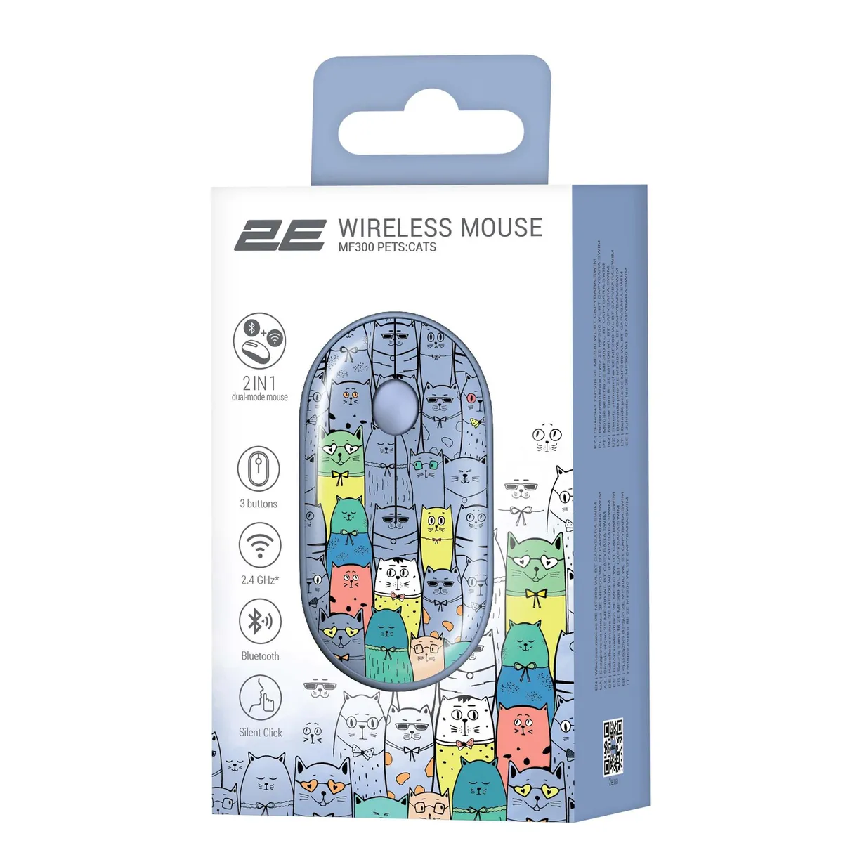 Миша бездротова 2E MF300 Pets Cats Silent WL BT Blue (2E-MF300WPETSBL) - мініатюра 2