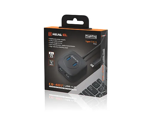USB-хаб REAL-EL CQ-407 4 ports - мініатюра 8
