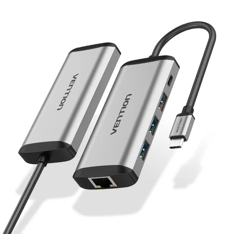 Концентратор Vention USB-C 3-Port, RJ-45, PD, 0.15 m (TGDHB) - зображення 1