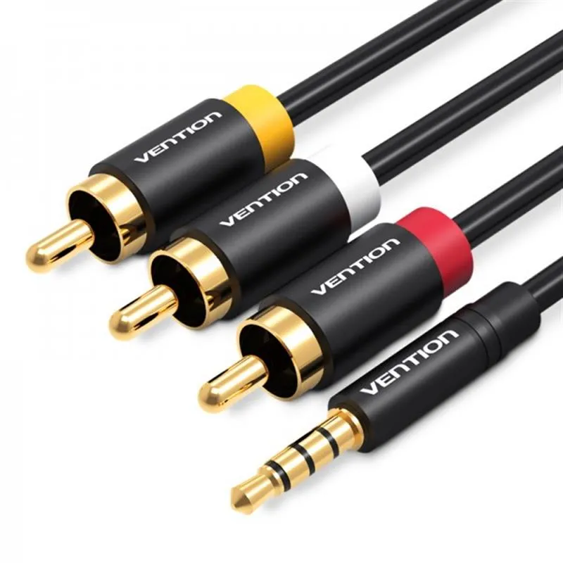Кабель Vention 3.5 мм - 3хRCA (M/M), 1.5 м, Black (VAB-R07-B150) - зображення 1