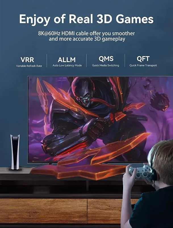 Кабель Vention HDMI - HDMI v.2.1 (M/M), 1 м, Black (AANBF) - мініатюра 2