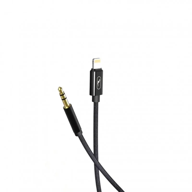 Кабель SkyDolphin SR26 Braided Wire 3.5 мм - Lightning (M/M), 1 м, Black (SDAUX-000069) - зображення 1