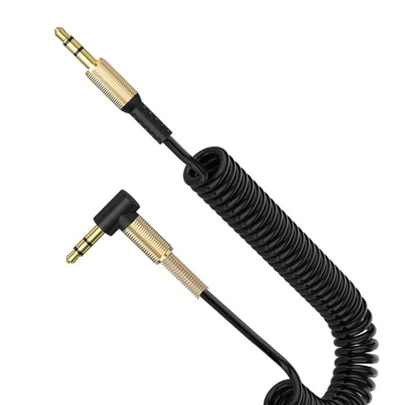 Аудіо-кабель SkyDolphin SR08 Spring Wire 3.5 мм - 3.5 мм (M/M), 1 м, Black (SDAUX-000062) - зображення 1