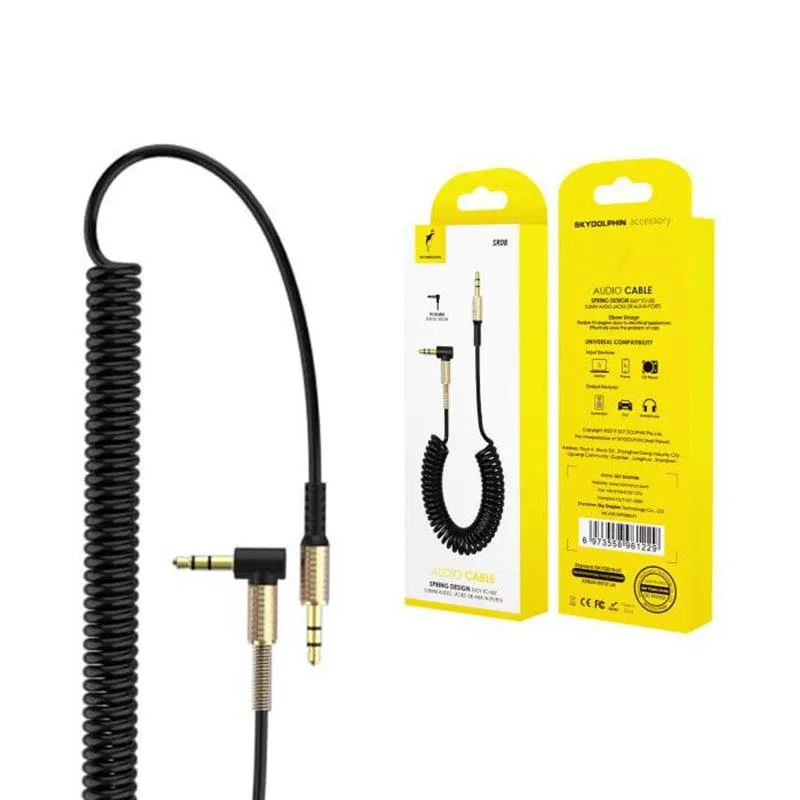 Аудіо-кабель SkyDolphin SR08 Spring Wire 3.5 мм - 3.5 мм (M/M), 1 м, Black (SDAUX-000062) - мініатюра 3