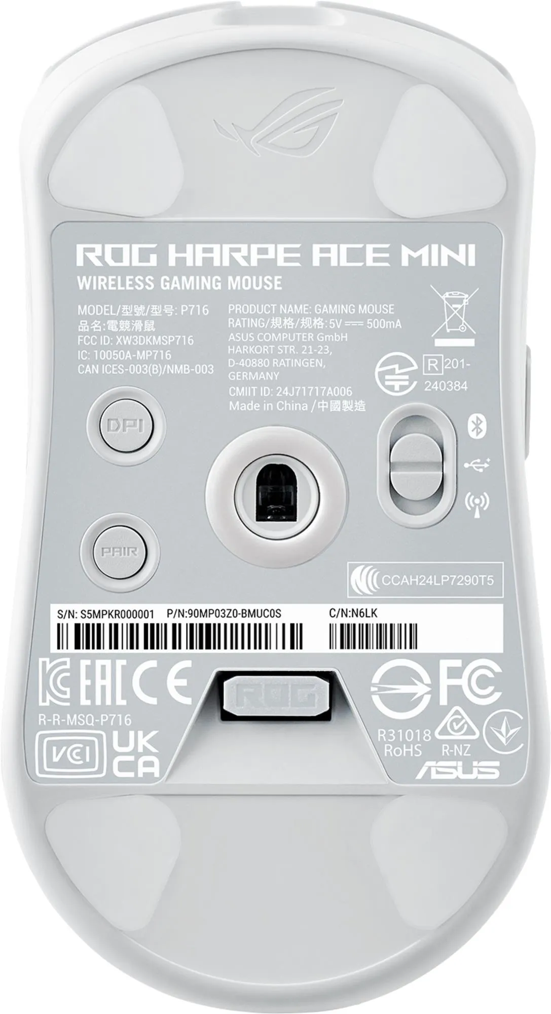Миша бездротова Asus ROG Harpe Ace Aim Mini White (90MP03Z0-BMUA10) - мініатюра 6