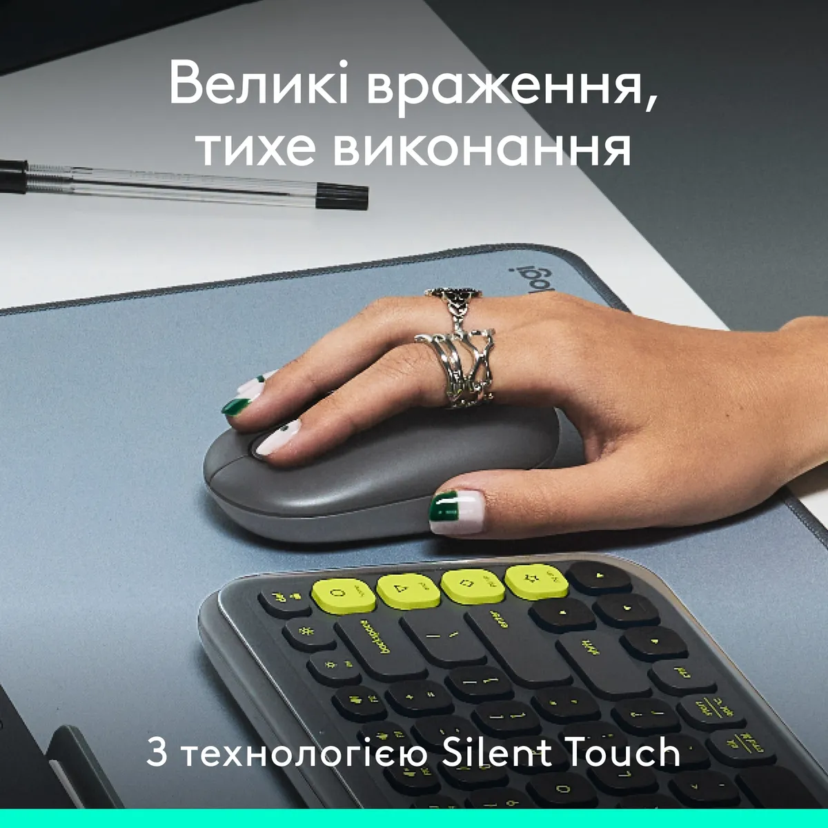 Миша бездротова Logitech Pop Mouse with Emoji Graphite (910-007412) - мініатюра 5