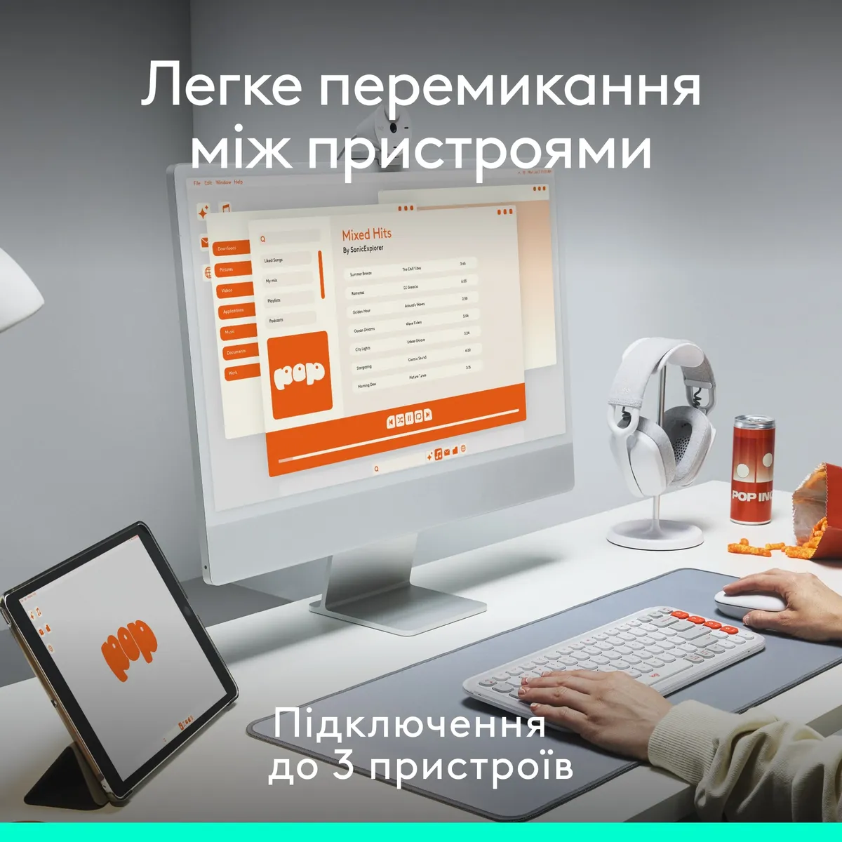 Комплект (клавіатура, миша) бездротовий Logitech Pop Icon Combo Graphite (920-013156) - мініатюра 10