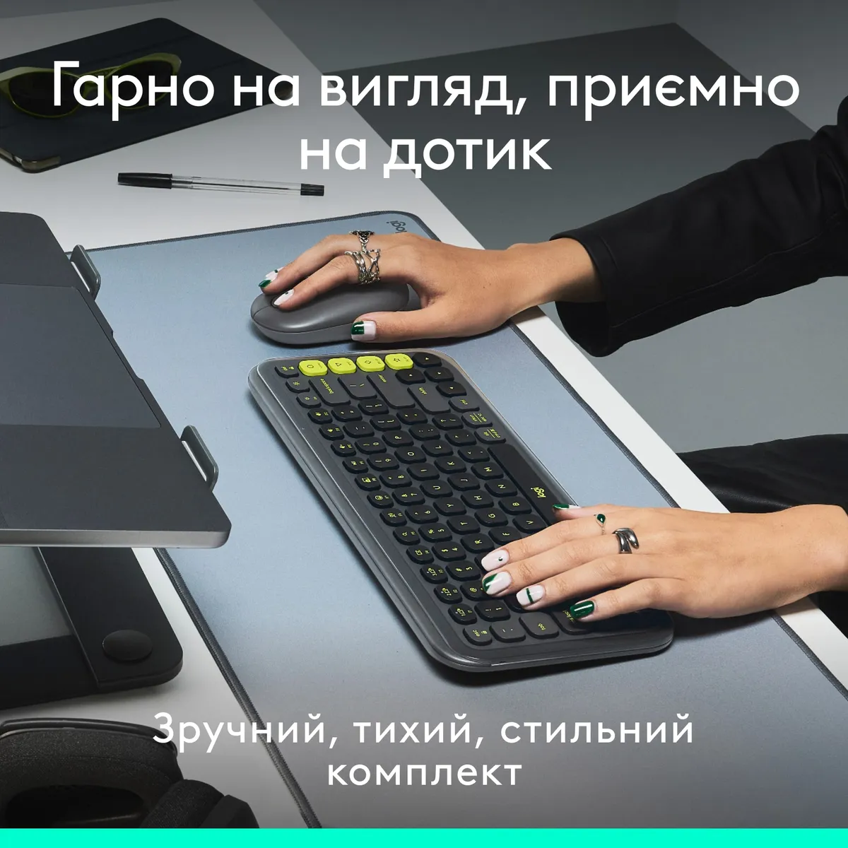 Комплект (клавіатура, миша) бездротовий Logitech Pop Icon Combo Graphite (920-013156) - мініатюра 4