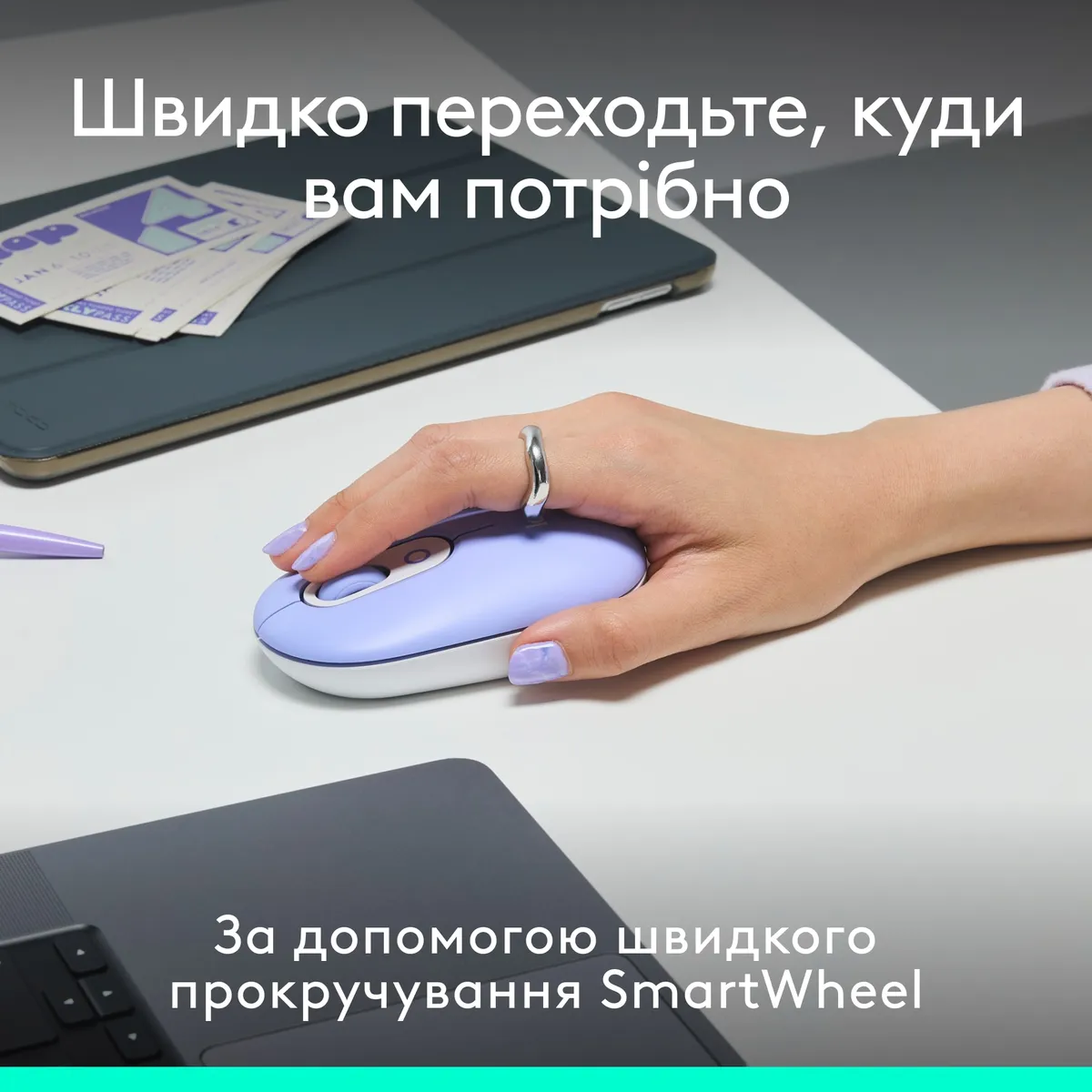 Комплект (клавіатура, миша) бездротовий Logitech Pop Icon Combo Lilac (920-013078) - мініатюра 6