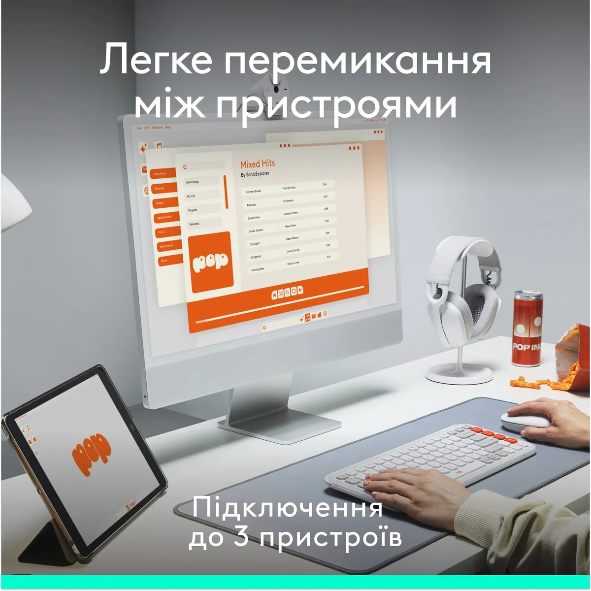 Комплект (клавіатура, миша) бездротовий Logitech Pop Icon Combo Off White (920-013141) - мініатюра 10