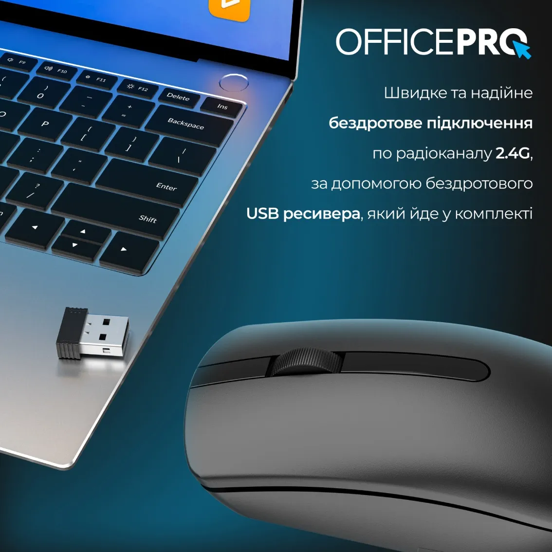 Миша бездротова OfficePro M175B Silent Click Wireless Black - мініатюра 3
