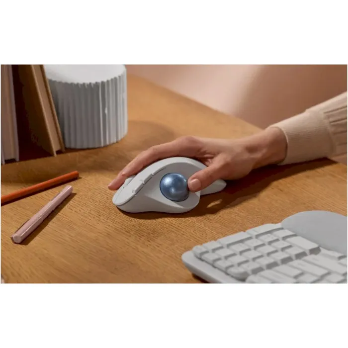 Миша бездротова Logitech Ergo M575S Off-White + Blue Ball (910-007030) - мініатюра 7