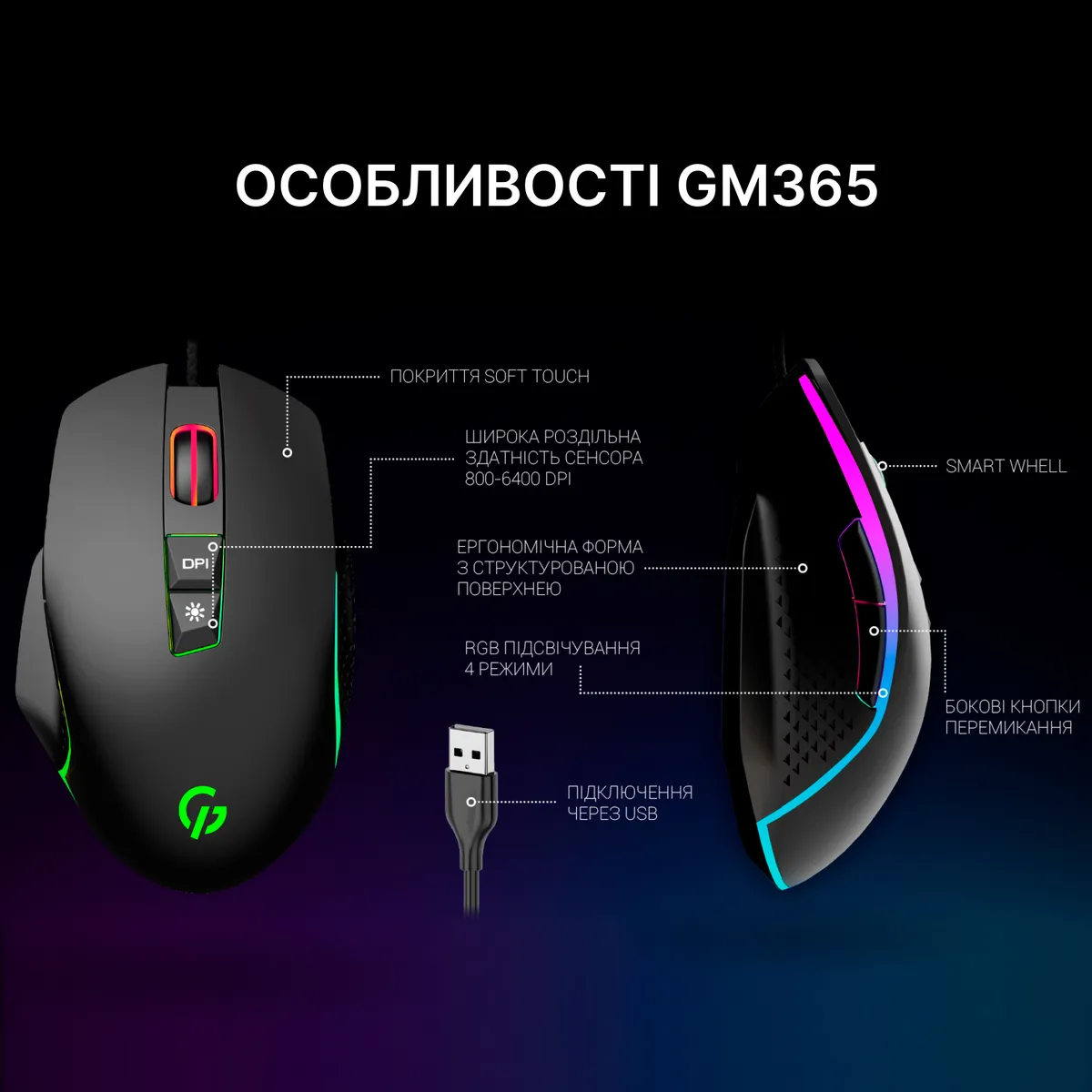 Миша GamePro Nitro GM365 Black - мініатюра 2