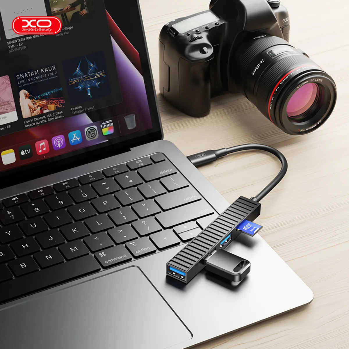 USB-хаб XO USB Type-C 3-в-1 (HUB014B.black) - мініатюра 6