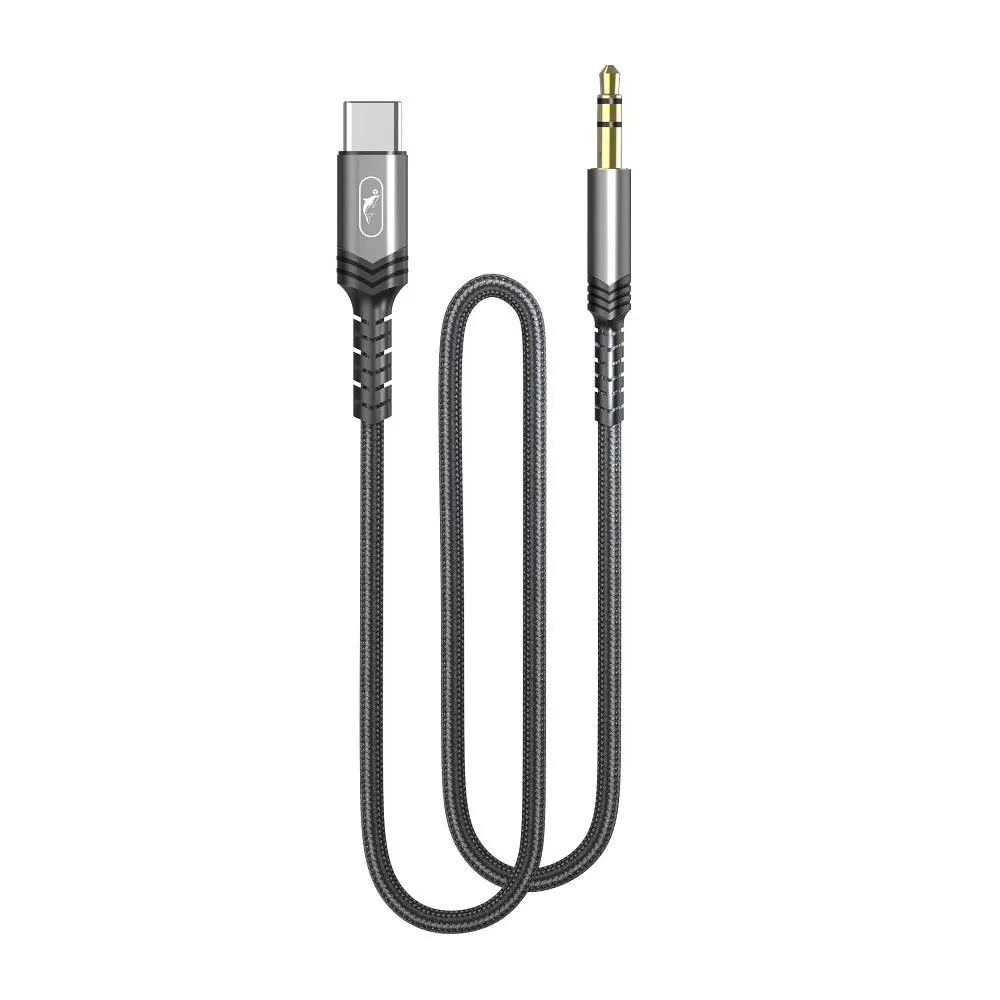 Аудіо-кабель SkyDolphin SR29 3.5 мм - USB Type-C (M/M), 1 м, Black (SDAUX-000076) - зображення 1