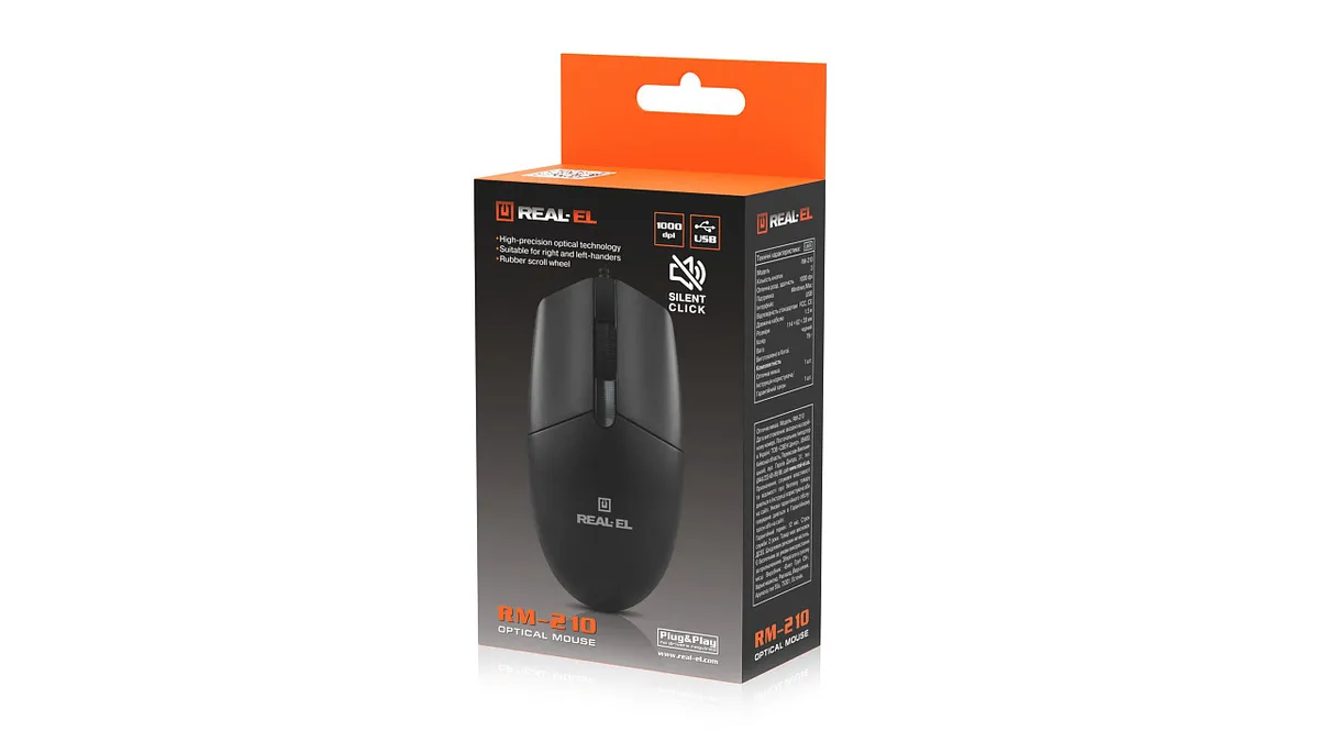 Миша REAL-EL RM-210 Black (EL123200036) - мініатюра 9