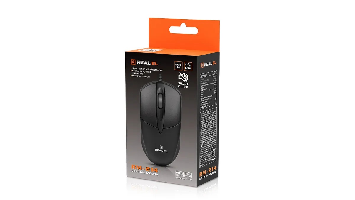Миша REAL-EL RM-214 Black (EL123200039) - мініатюра 5