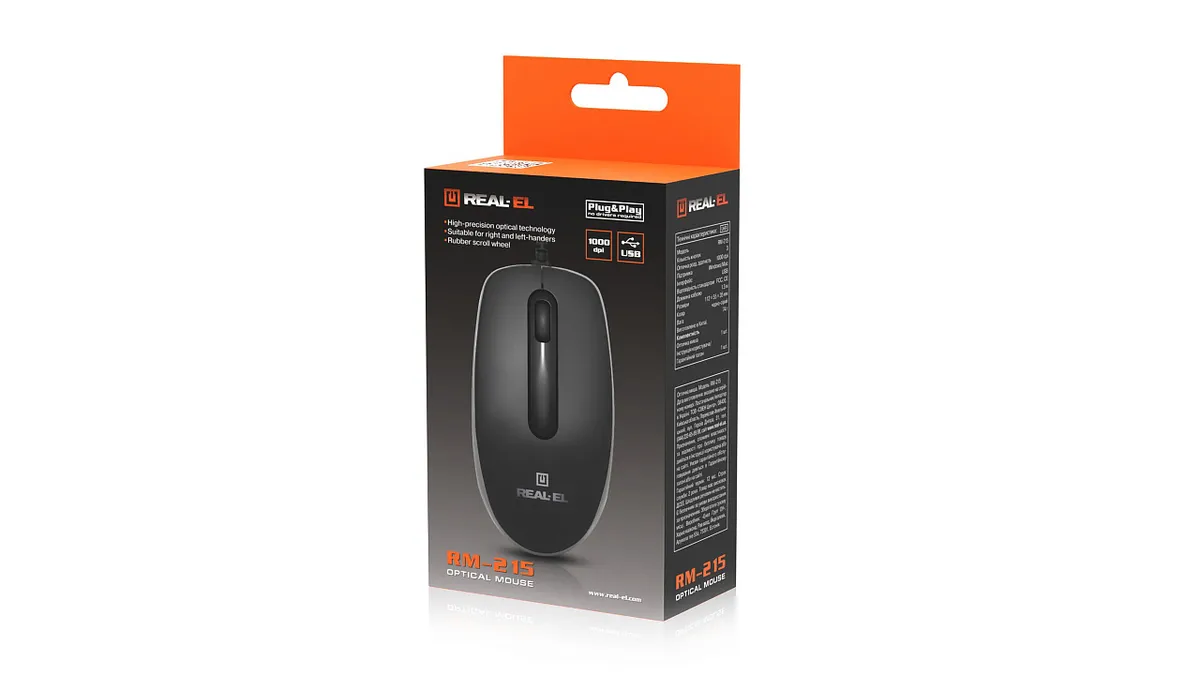 Миша REAL-EL RM-215 Black (EL123200037) - мініатюра 9