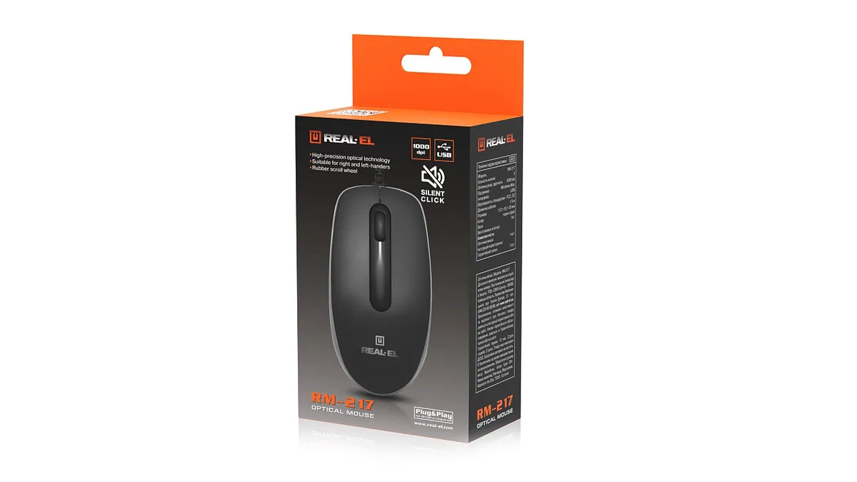 Миша REAL-EL RM-217 Black (EL123200038) - мініатюра 8