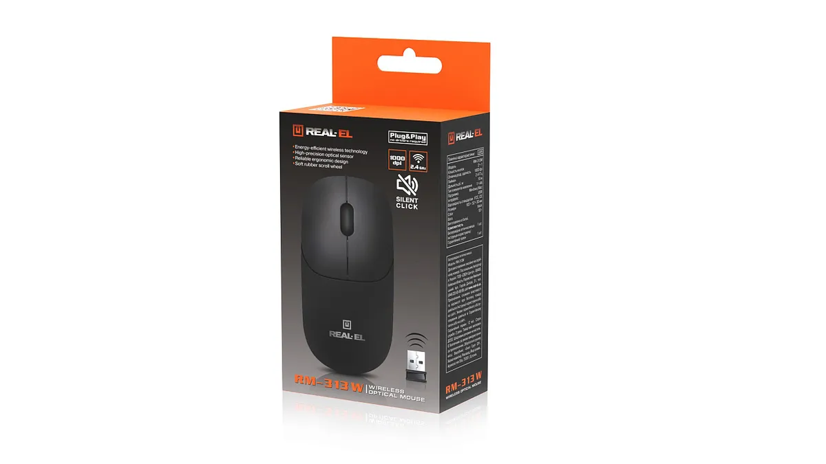 Миша бездротова REAL-EL RM-313 W Black - мініатюра 10