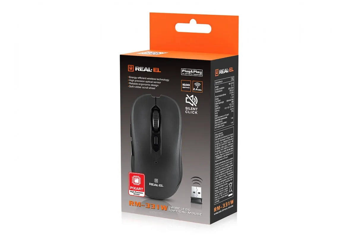 Миша бездротова REAL-EL RM-331W Black - мініатюра 9