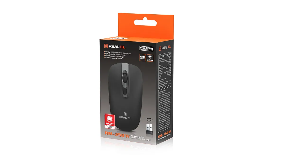 Миша бездротова REAL-EL RM-350W Black - мініатюра 9