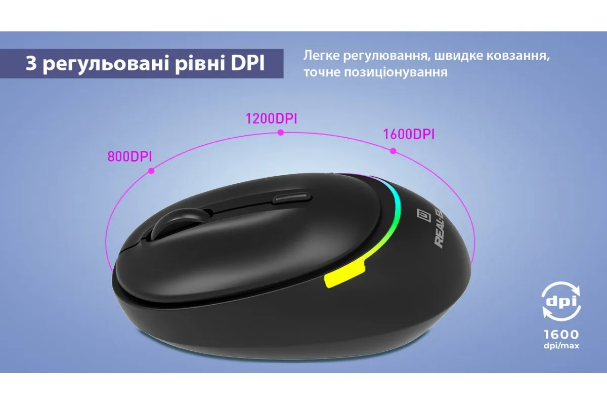 Миша бездротова REAL-EL RM-440W Black - мініатюра 12