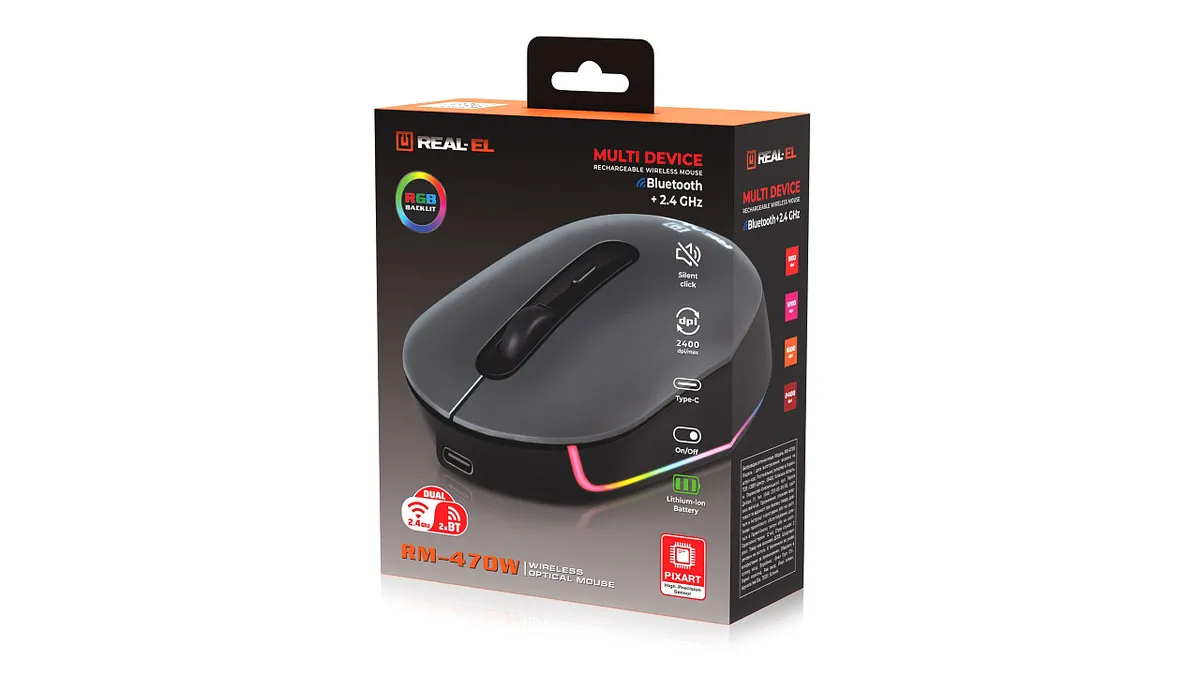 Миша бездротова REAL-EL RM-470W Dark Gray - мініатюра 10
