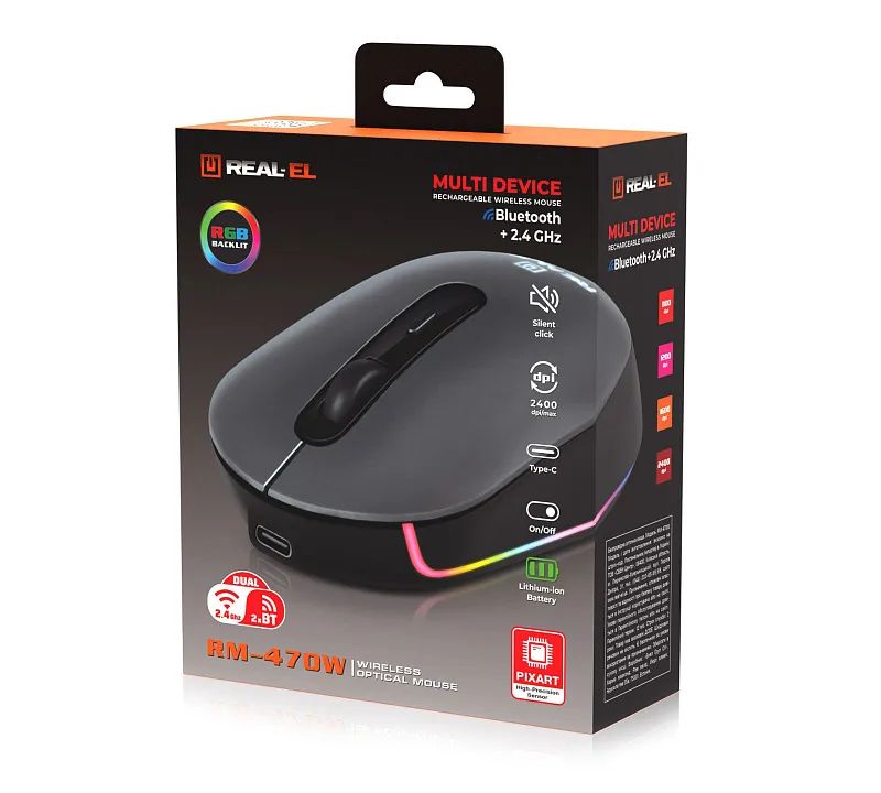 Миша бездротова REAL-EL RM-470W Dark Gray - мініатюра 17