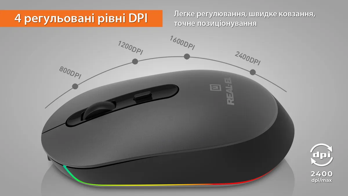 Миша бездротова REAL-EL RM-470W Dark Gray - мініатюра 3