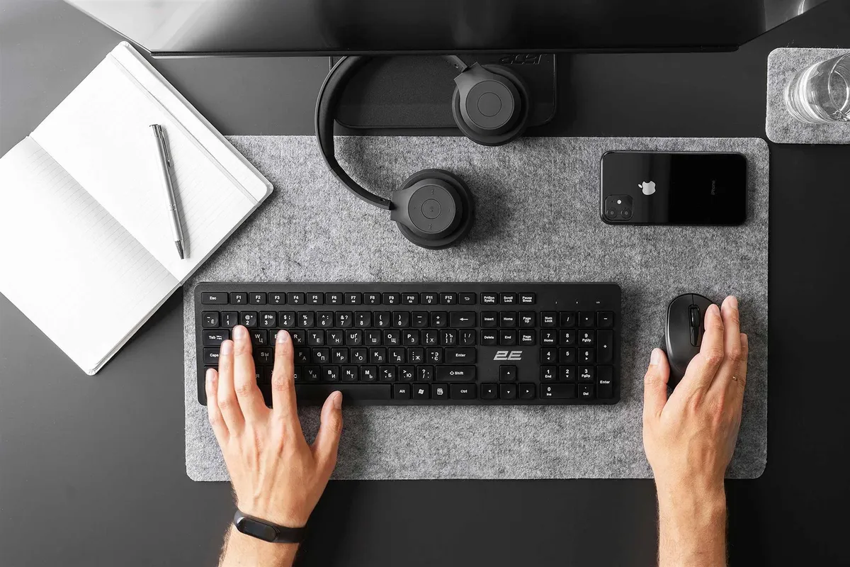 Комплект (клавіатура, миша) бездротовий 2E MK420 Black (2E-MK420WB_UA) - мініатюра 2