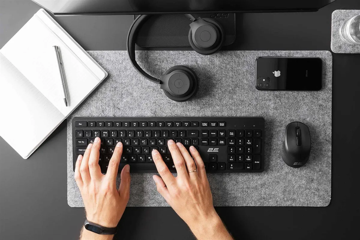 Комплект (клавіатура, миша) бездротовий 2E MK420 Black (2E-MK420WB_UA) - мініатюра 3